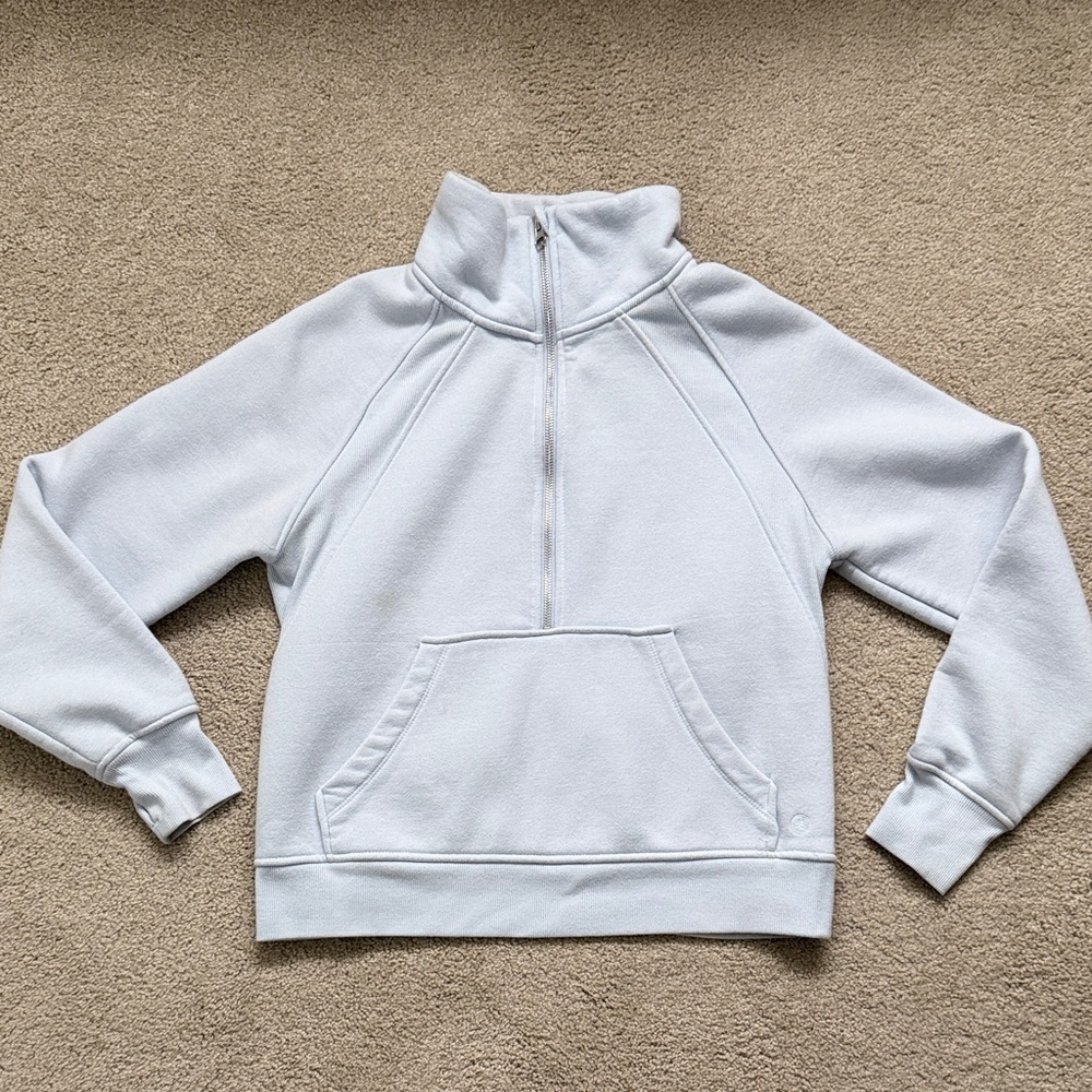 Danskin Women's Medium Half Zip Pull Over Light Blue Sweatshirt